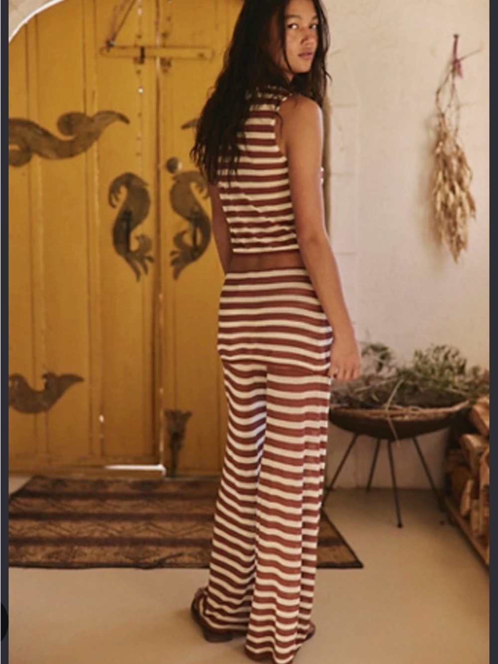 NWT Free people corvina sweater set— Brown/White